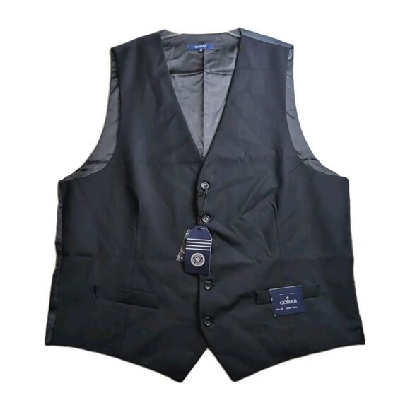 Gioberti Lined Men XL Navy Blue 5-Button Formal Suit Vest VS95 with Real Pockets - Picture 1 of 8